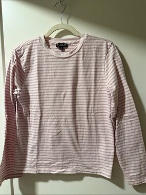 J. Crew Pink Stripe Long-Sleeve Tee